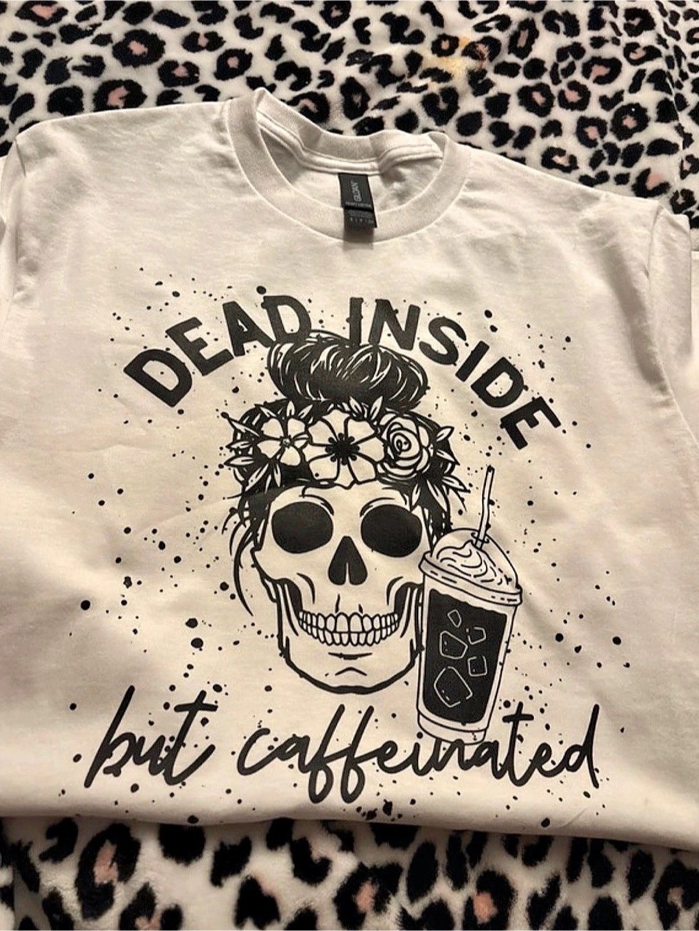 Gildan Dead Inside But Caffeinated Graphic Tee Gray